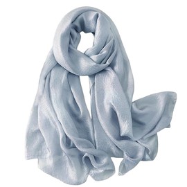 Lina & Lily Women's Long Scarf Stole Feather Light with Shine Shimmer, lightblue