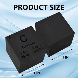 STPCTOU Carbon Cube Pure Metal High Density Cube Laser Engraved Cube Elements Periodic Table Collection Lab Materials DIY Teacher Science Creative Gift (Carbon, 1 inch)