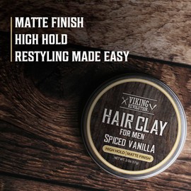 Viking Revolution Spiced Vanilla Hair Clay for Men. Matte Finish. Texturizing Hair Product with Jojoba and Vitamin E. Clay Pomade for Men. Effortless Styling Cream - (2 Pack, 2 Oz Each)