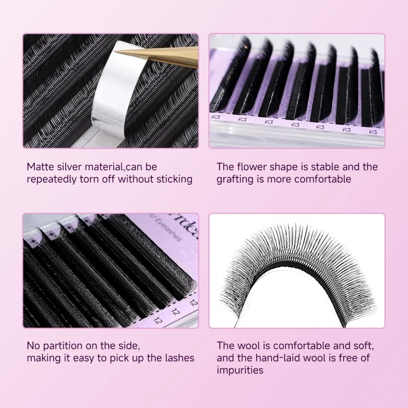 Extensiones De Pestañas Merrdear U Shaped 4d Uu Mix 8-15