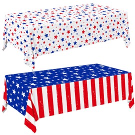 Gatherfun 4th of July Party Supplies Set- American Flag Patriotic Theme Kit for Independence & Election Day Decorations, Disposable Plastic Tablecloth - for Patriotic & 4th of July Decorations,2PCS