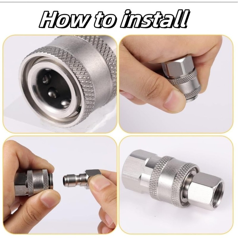 Fabselection Pressure Washer Adapter Kit, 4 Pcs Durable Stainless NPT