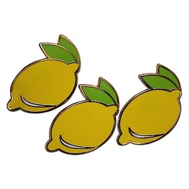 Novel Merk Fruit Lemon, Strawberry, or Orange Appreciation Lapel Pin, Hat Pin & Tie Tack Set with Clutch Back (3-Lemon & Leaves)