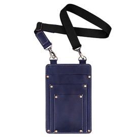 SKLKT Leather Florist Tool Belt Bag Garden Farmer Pouch Organizer - Hand Tools Holder Utility Kit (Dark Blue)