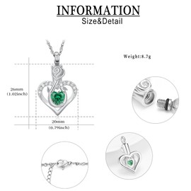 QGJNSGC Rose Flower Cremation Jewelry Heart Urn Necklace for Ashes for Women Gilrs Memorial Keepsake Birthstone Pendant Necklaces for Loved One's Ashes, Stainless Steel