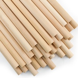 Enkrio Wooden Sticks, Round Wooden Sticks, Length 6.9 inches (15 cm), Diameter 0.4 inches (10 mm), Set of 50, Wooden Dowels, Cylinder, Round Rods, Unpainted, Wood, Birch, Craft Sticks, Hobby, DIY,