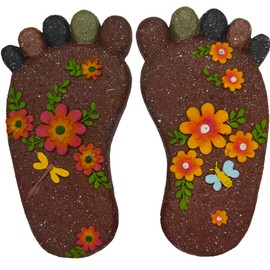Stepping Stones Outdoor - Garden Decorative Stones for Patio, Deck, Garden or Sidewalk Home Decor Footprint Shaped Stepping Stones Set of 2 （Dark Brown）