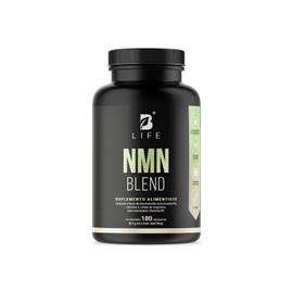 NMN Blend. Precursor de NAD. 180 Cpsulas. 1000 mg por Porcin. Trans-Resveratrol, Vitamina C, Citrato de Magnesio y Vitamina B3. NMN Blend B Life.     