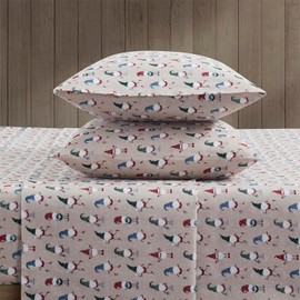 Bearpaw - Queen Sheets, 4-Piece Cotton Flannel Bedding with Matching Pillowcases, Brush for Extra Softness, Cozy Home Decor (Gnome Taupe, Queen)