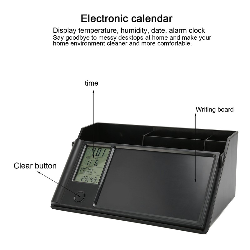 Multifunctional Electronic Calendar Desktop Storage Box with LCD Writing Pad