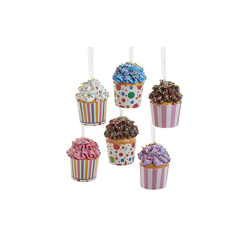Cupcake In Paper Cup Ornaments, 6 Assorted