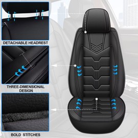 IKABEVEM Seat Covers Fit for Nissan Sentra 2008-2025 2PCS Front Car Seat Covers Faux Leather Seat Cushion Waterproof Auto Protectors(Black)-2 Front Seat Covers