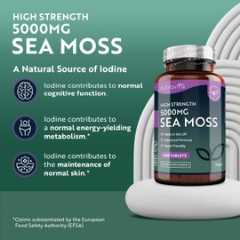 Nutravita 5000mg Sea Moss Tablets - 400 Irish Sea Moss Vegan Supplements for 6.5 Months of Supply, Contributes to Normal Energy-Yielding Metabolism, Skin & Cognitive Function (EFSA) Made in The UK by Nutravita