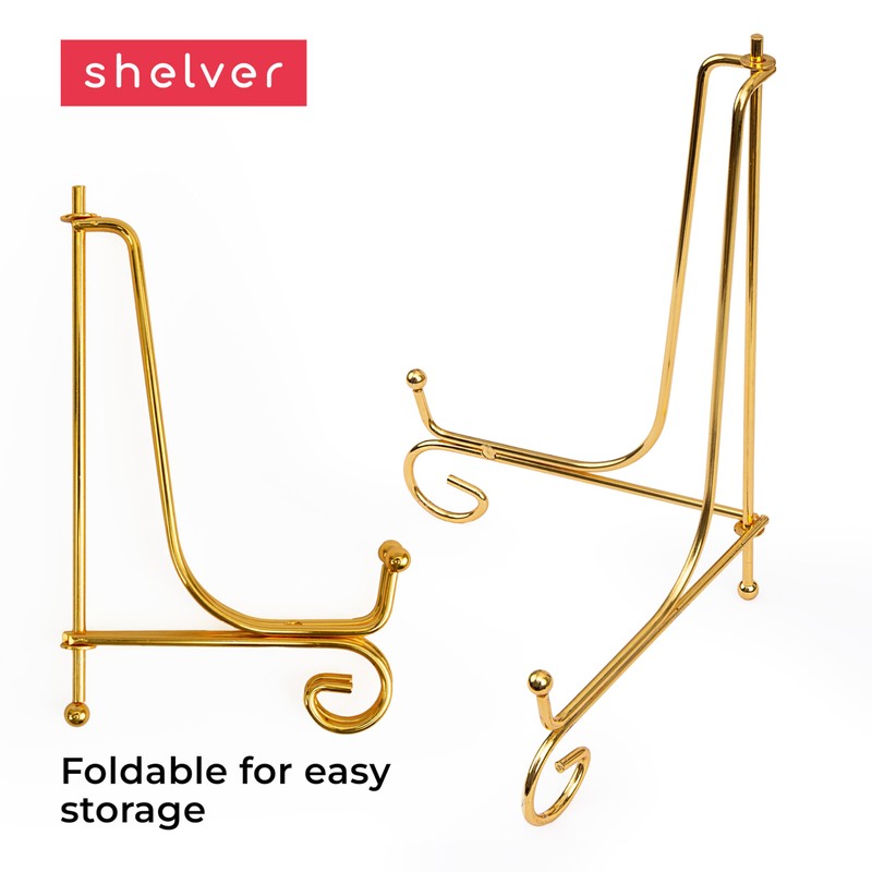 Metal Plate Stand for Display, Gold Colour, Foldable, Pack of
