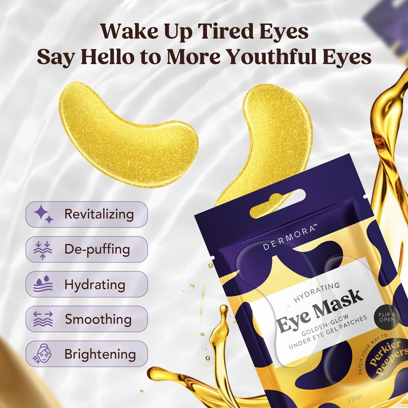 DERMORA Golden Glow Under Eye Patches (30 Pairs Eye Gels)