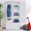 4-Tier Closet Storage Cabinet - White, 8-Cube, Hanging Rod &