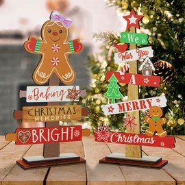 Christmas Table Decorations, Christmas Wooden Table Sign Xmas Tabletop Decorations Christmas Table Ornament Christmas Centerpiece Tabletop Signs for Xmas Party Supplies Home Room Decor Y4JBRBJ