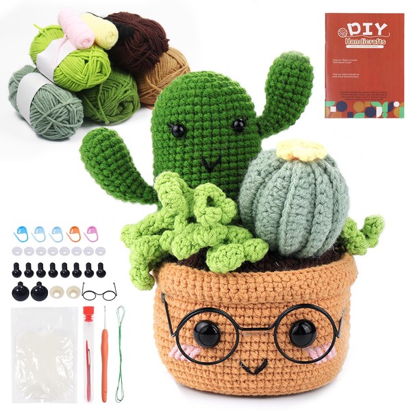 Häkelset für Anfänger, Häkelpflanzen Topfkaktus Stricken, Häkeln für Anfänger, Crochet
