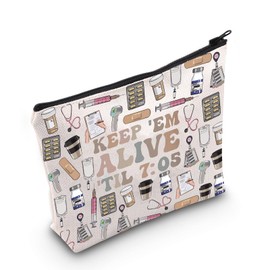 TGBJE Nurse Makeup Bag Night Shift Nurse Appreciation Gift Keep Them Alive til 7:05 Cosmetic Pouch Bag Registered Nurse Gift (Alive til 7:05 MU)