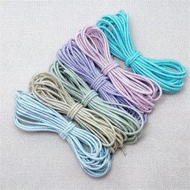 Yuzhiye Hair Rubber Long Rubber Glitter Thickness 0.1 inch (2.5 mm) Hair Accessory, Hair Rubber Handmade, Handmade, Material Handicraft, Set of 6 Colors (12 m)