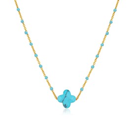 MAHSOD Dainty Four Leaf Clover Choker Necklace BlueTiny Cute Clover Pendant Necklaces for Women Lucky Four Leaf Clover Pendant Bohemian Style Necklace Gifts for Women