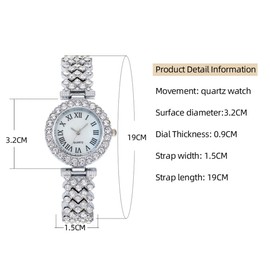 CdyBox Women Watches Diamond Luxury Quartz Watch Ladies Wristwatches with Crown Bangle Set Gifts (Silver)