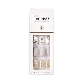 KISS imPRESS Press-On Manicure, Nail Kit, PureFit Technology, Short Press-On Nails, Square, Knock Out, Includes Prep Pad, Mini File, Cuticle Stick, an
