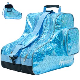 Hytiland Roller Skate Bag - Stylish Holographic Fashion Model, Spacious Big Capacity, Breathable Mesh, Waterproof & Durable Figure Skating Bag For Women And Youth