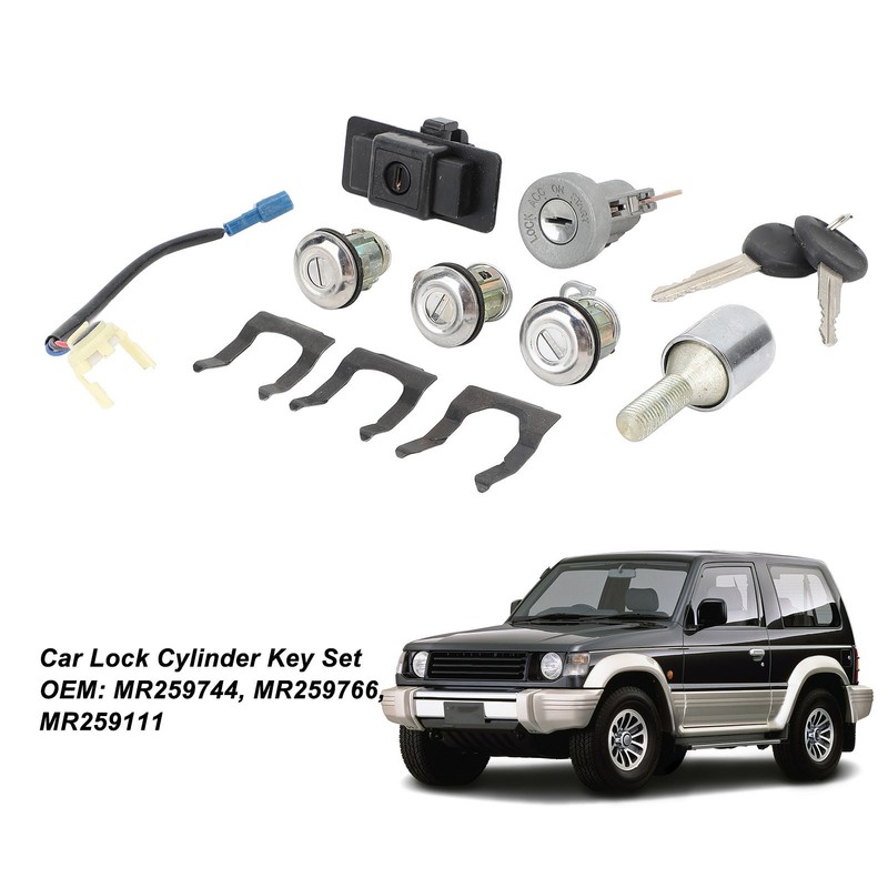 Car Full Lock Cylinder Key Set MR259111 Replacement for Mitsubishi