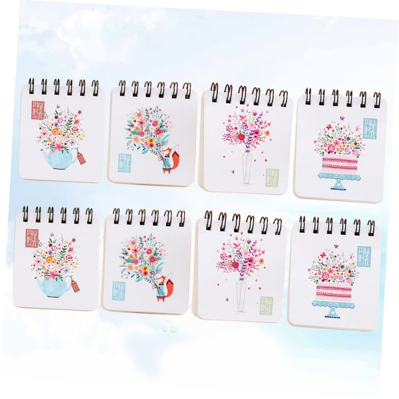 Operitacx 8pcs Escritorios Portable Notepad Floral Notebook Mini Ruled Lined