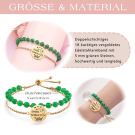 LParkin Sister Bracelet Double Beaded Sister Bracelet Gold Stainless Steel Bracelet Gifts for Sister Adjustable Sister Gift Jewellery, Stainless Steel