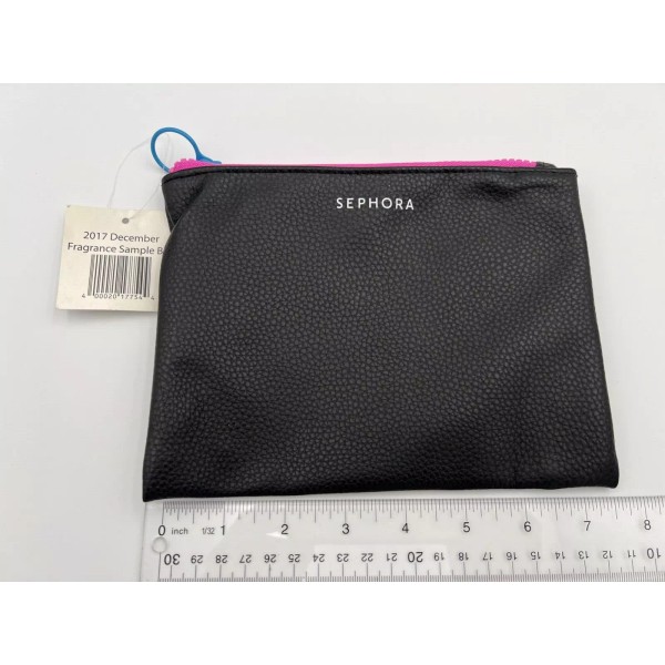 SEPHORA BLACK / BLACK 8"x6" ZIPPER Makeup BAG Travel NEW
