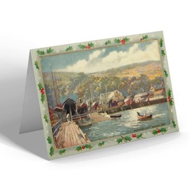 CHRISTMAS CARD - Vintage Scotland - Sandbank, Yacht Building Yard