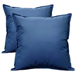 Olivia Rocco Pack of 2 Waterproof Cushion Cover Outdoor Garden Breathable Decorative Cushions Covers for Patio Bench Sofa Furniture Indoor Living Room Bed Chair Scatter, 60 x 60 cm Blue