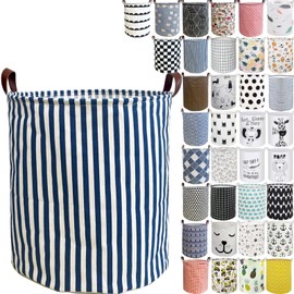 RoyBoder Laundry Hamper Thickened Cotton Waterproof Laundry Basket Leather Handle Collapsible Wide Ring Laundry Hamper in Bedroom Bathroom Dormitory Cloakroom Livingroom Nursery Organizer Toy Bin