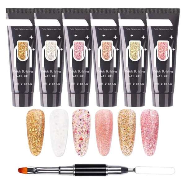 7 PIEZAS - kit poly nail gel para uñas Poly