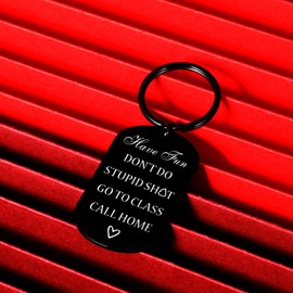 VANLOVEMAC Back to School Gifts Have Fun Don't Do Stupid Keychain for Teen Boys Girls Christmas Birthday Gifts Funny Gag Gifts for Son Daughter Off to College Student First Day of School (black)