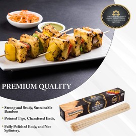 SWASTHA HYGIENE (4mm) Pack 120 Sticks Bamboo Skewers for Grill Kabab Burger Barbecue Sticks Potato Stick (4 * 150 MM 6 Inch, 120)