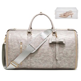 Garment Bags for Travel, Convertible Suit Travel Bag for Women, Stylish Carry On Garment Bag with Toiletry Pocket, Shoulder Strap & Shoes Compartment, 2 in 1 Foldable PU Leather Duffle Bag, Multicolor