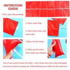 Hooshing 40PCS Red Bam Bam Thunder Sticks Cheerleading Inflatable Noisemakers Plastic Clap Hands Outfit for Cheering Basketball Football Party Sport Team Spirit