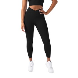 YITTY Active Women's Ultraluxe Crossover High-Waist Legging, Athleisure, 4-Way-Stretch, Iconic Black, S, 7/8 Length