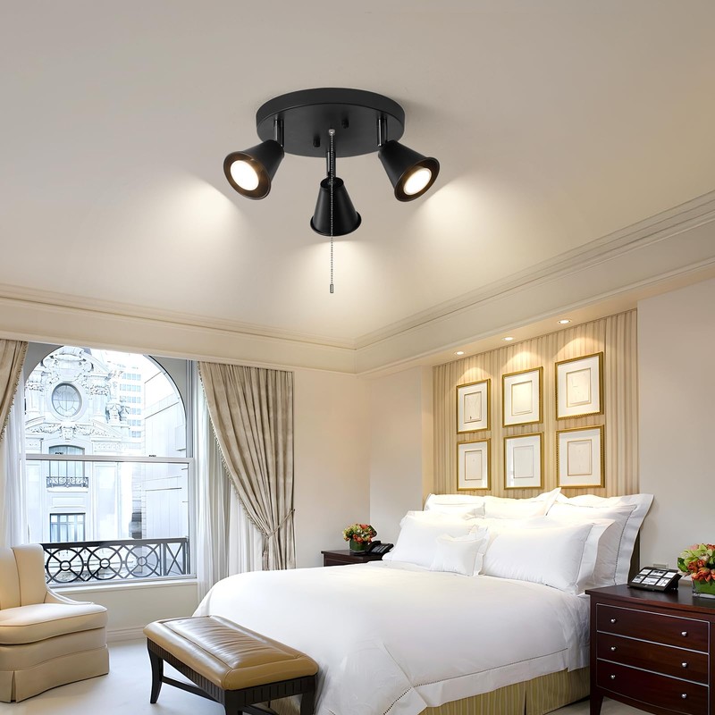 SEEBLEN 3-Light Industrial Directional Track Lighting with Pull Chain On/Off,