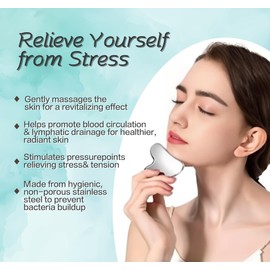 Gua Sha Stainless Steel Facial Tools, Lymphatic Drainage Massager for Face, Chin & Jawline Sculpting, Body Guasha Tool for Muscle Tension, Skin Care