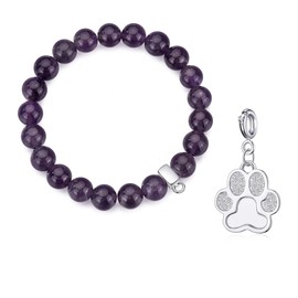 Philip Jones Amethyst Gemstone Bracelet with Paw Charm Created with Zircondia® Crystals