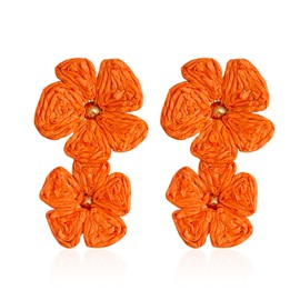 Raffia Flower Earrings Bohemian Lightweight Woven Straw Wicker Lafite Earrings Boho Summer Beach Jewelry Gifts for Women-1