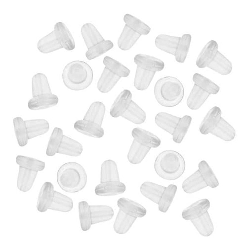 Haobase 200Pcs Clear Rubber Bullet Clutch Earring Safety Backs