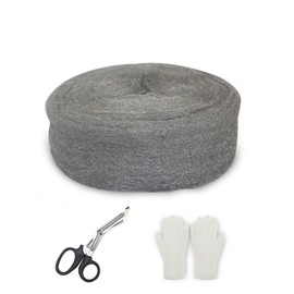 LANZLC Steel Wool, 10 m Steel Wool Against Mice with Gloves and Scissors, Stainless Steel Wool Ultra Fine, 0000 Steel Wool for Polishing, Steel Wool Against Rats for Holes, Wall Cracks, Home, Garage,