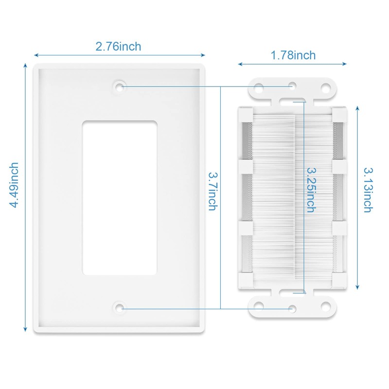 iwillink Brush Wall Plate (2 Pack), Cable Pass Through Plate,