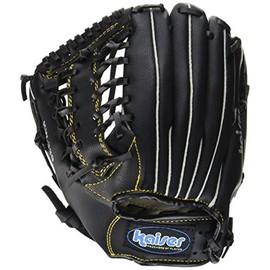 KAISER KW-339 10.5 Inch Glove for Left Throw, Baseball, Catchball, Practice, Elementary School, Elderly and Elderly, Soft, Leisure, Family Sports, Black