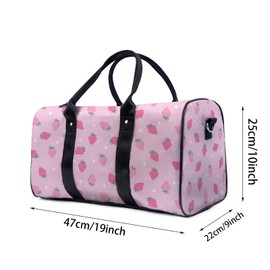 Travel Duffle Bag Cute Starwberry Print Large Capacity Personal Item with Adjustable Strap Lightweight Weekender Bag Overnight Bag Gym Bag